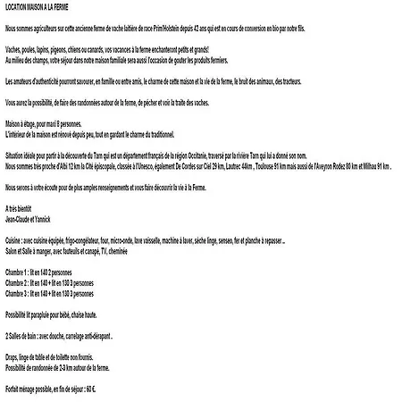 ファームステイ Charmante Maison A La Ferme Valderiès